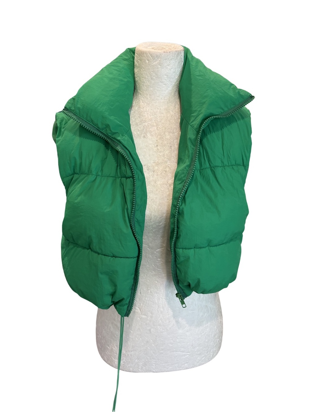 Green Cropped Puffer Vest Size M | Game Day, NFL, Streetwear, Athleisure, - Picture 4 of 8